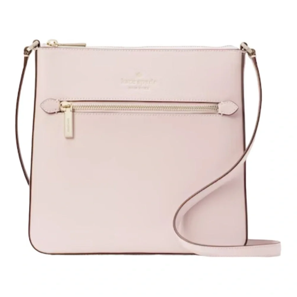 Kate Spade Crossbody Sadie North South Saffiano Leather Chalk Pink Zip Bag - Picture 1 of 12